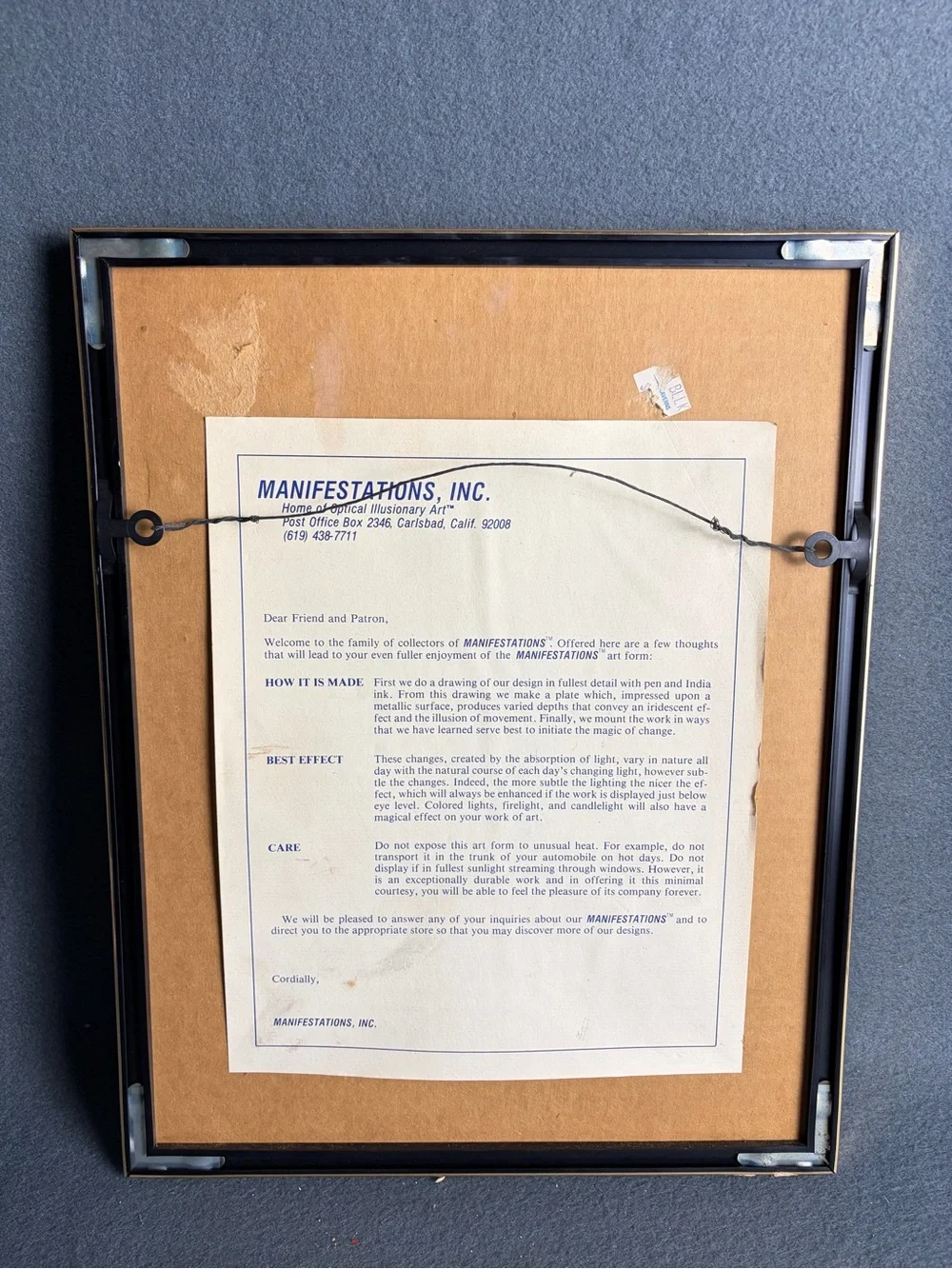 Vintage 1983 Manifestations Gold Butterfly Framed Wall Art Optical Illusionary